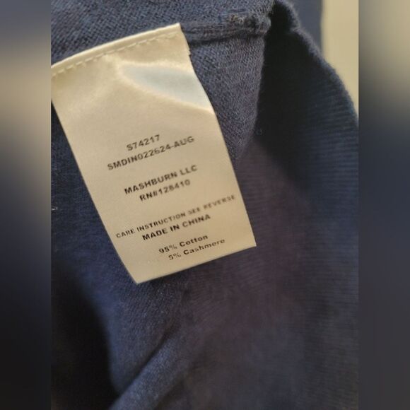 Sid Mashburn Harbour Blue Cotton Cashmere Blend Long Sleeve Rally Polo Sweater L - Picture 5 of 6